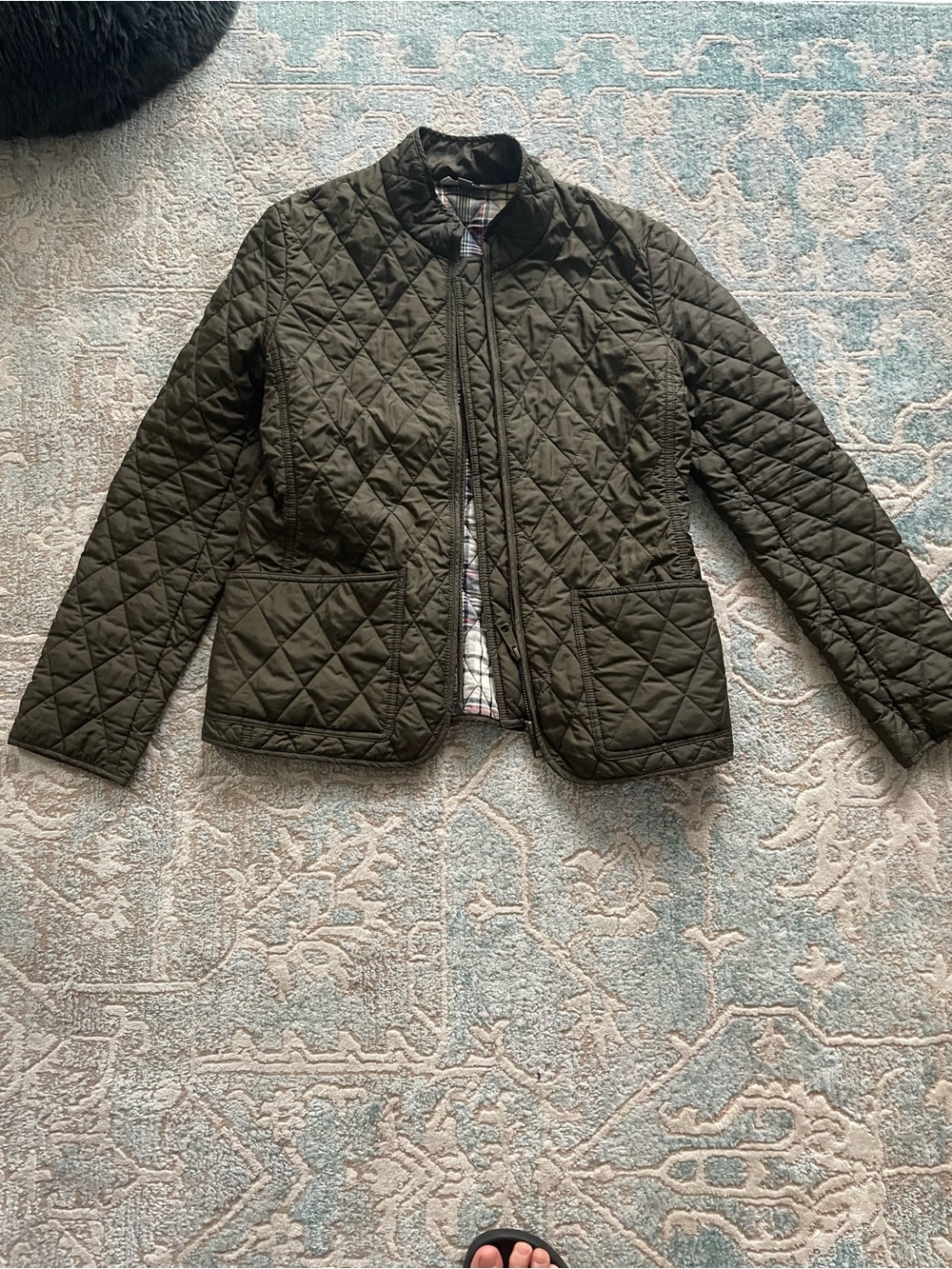 L.L. Bean Quilted Olive Green Utility Jacket sz 6